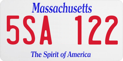 MA license plate 5SA122