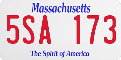 MA license plate 5SA173