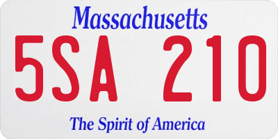 MA license plate 5SA210