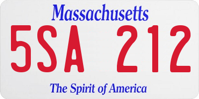 MA license plate 5SA212