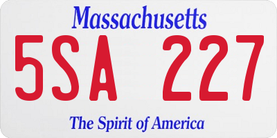 MA license plate 5SA227