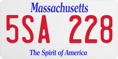 MA license plate 5SA228