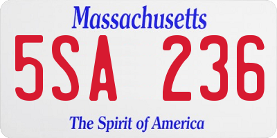 MA license plate 5SA236