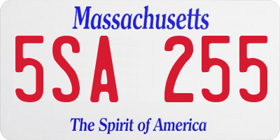MA license plate 5SA255