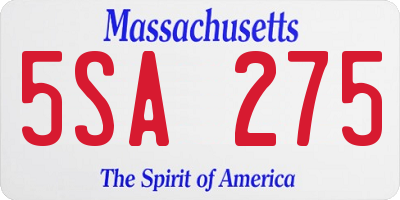 MA license plate 5SA275