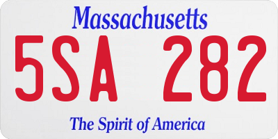 MA license plate 5SA282