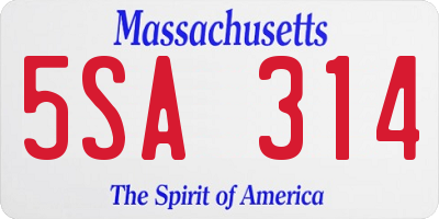 MA license plate 5SA314