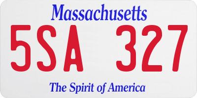MA license plate 5SA327