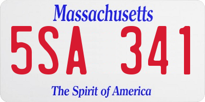MA license plate 5SA341