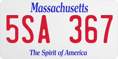 MA license plate 5SA367