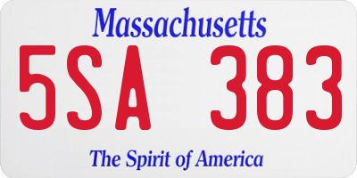 MA license plate 5SA383
