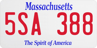 MA license plate 5SA388