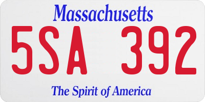MA license plate 5SA392