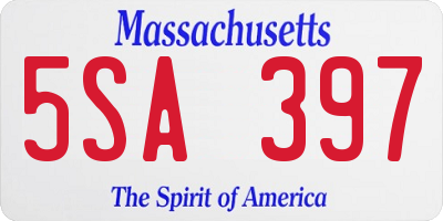 MA license plate 5SA397