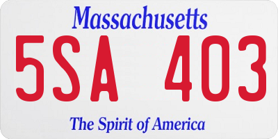 MA license plate 5SA403
