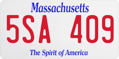 MA license plate 5SA409