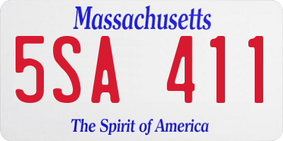 MA license plate 5SA411