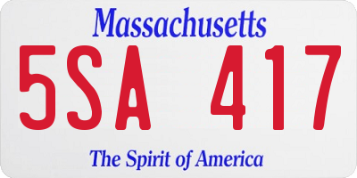 MA license plate 5SA417