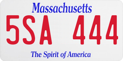 MA license plate 5SA444