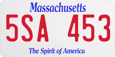 MA license plate 5SA453