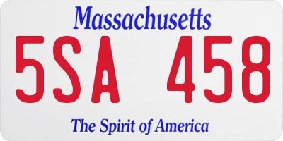 MA license plate 5SA458