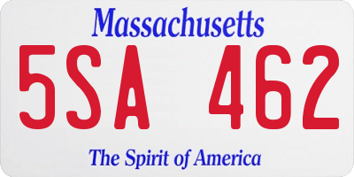 MA license plate 5SA462