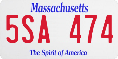 MA license plate 5SA474