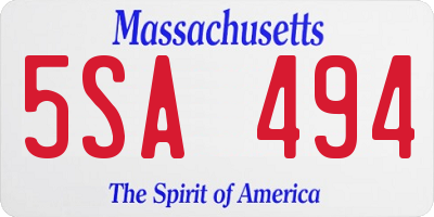 MA license plate 5SA494