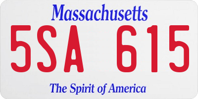 MA license plate 5SA615