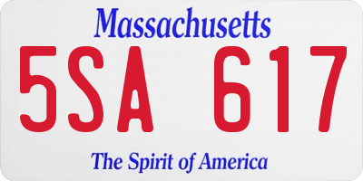 MA license plate 5SA617