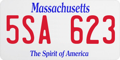 MA license plate 5SA623