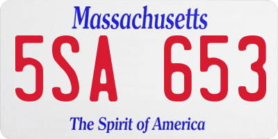 MA license plate 5SA653