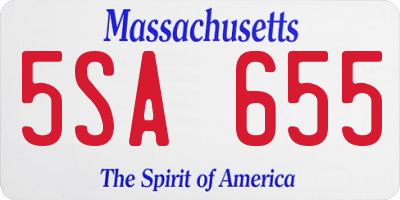 MA license plate 5SA655