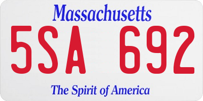 MA license plate 5SA692
