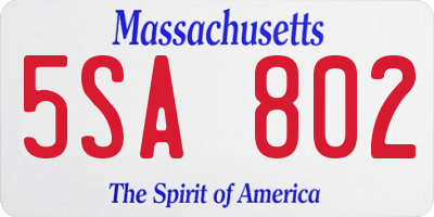 MA license plate 5SA802