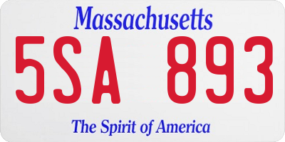 MA license plate 5SA893