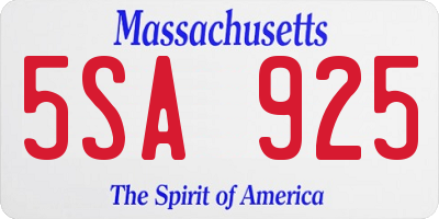 MA license plate 5SA925