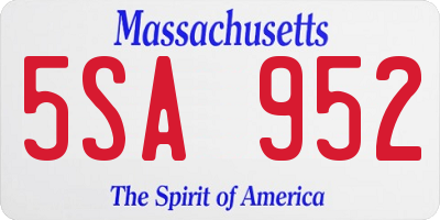 MA license plate 5SA952