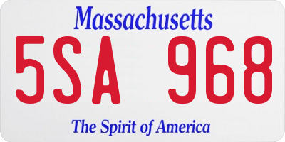 MA license plate 5SA968