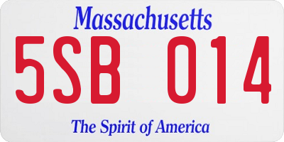 MA license plate 5SB014