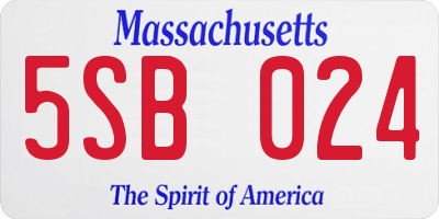 MA license plate 5SB024