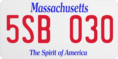 MA license plate 5SB030