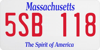 MA license plate 5SB118