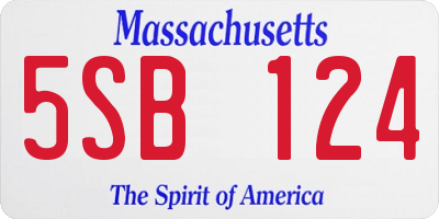 MA license plate 5SB124
