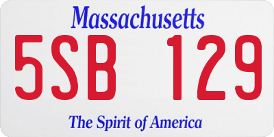 MA license plate 5SB129