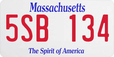 MA license plate 5SB134