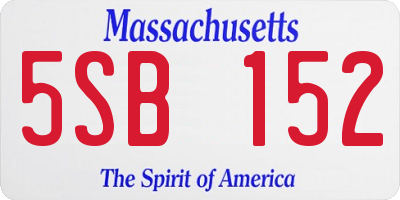 MA license plate 5SB152