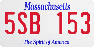 MA license plate 5SB153