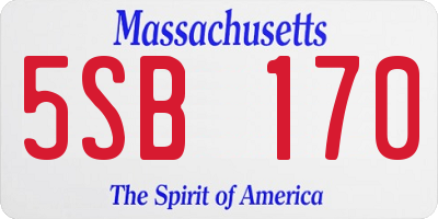 MA license plate 5SB170