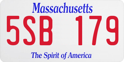MA license plate 5SB179